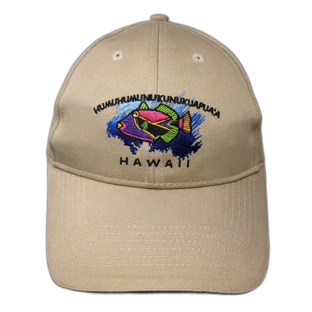 Hawaiian Headwear Baseball Cap Beige One Size Hawaii Fish Embroidered Humu Hat